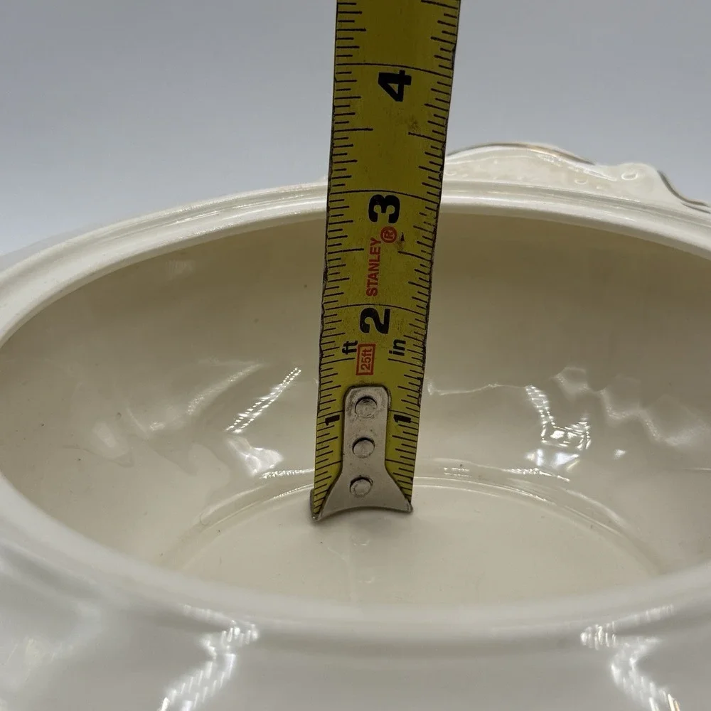 VTG 1940's Crown Potteries Co Covered Dish‎ - Vegetable Bowl - Gold Trim -